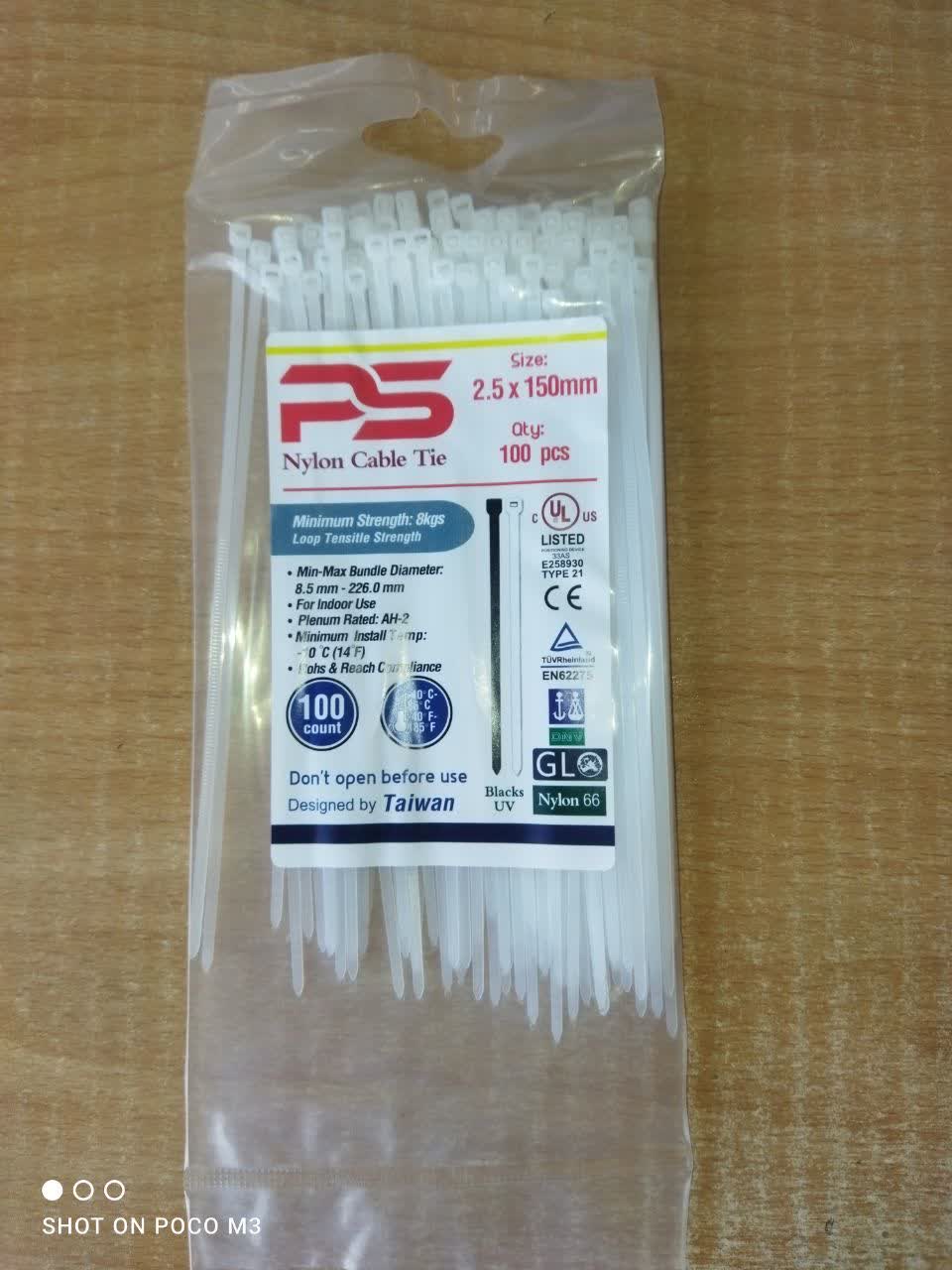 بست کمربندی 15 سانتی متری برند PS سایز 2.5*150بسته 100 عددی